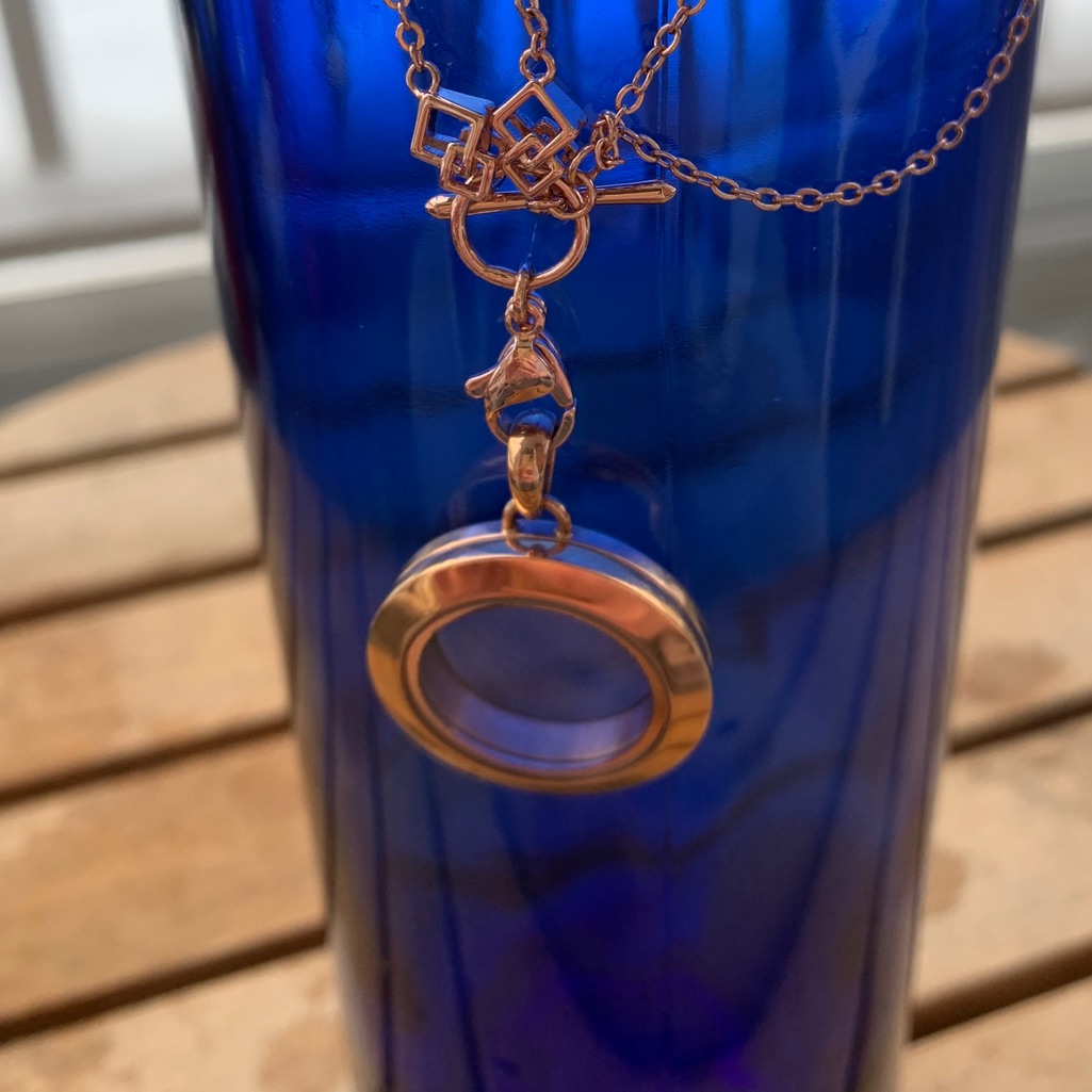 Origami Owl Rose Gold Greek Key Locket & Earrings